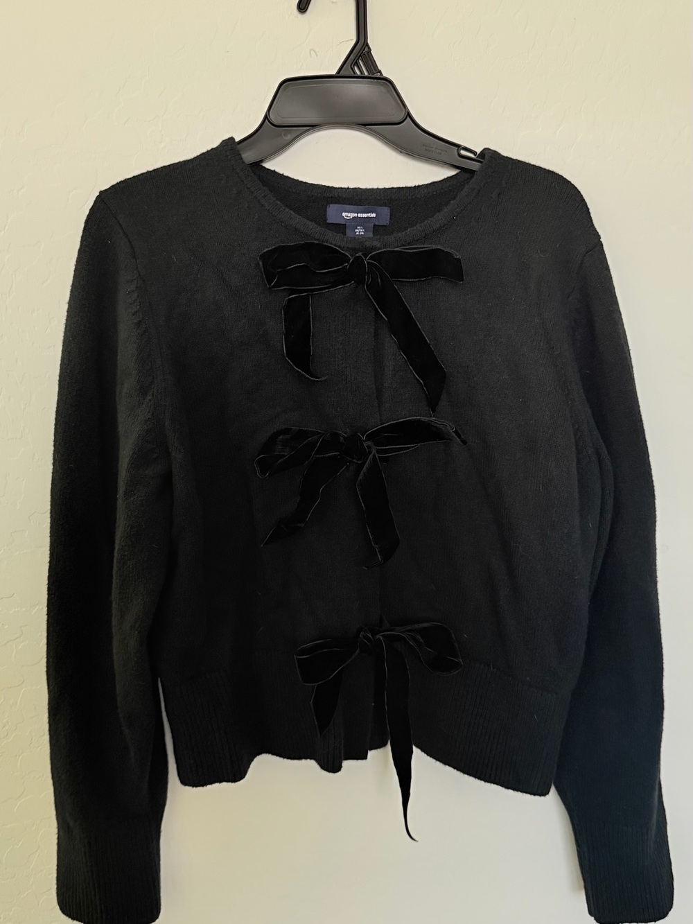 Amazon Essentials Black Women's Bow-Front Sweater